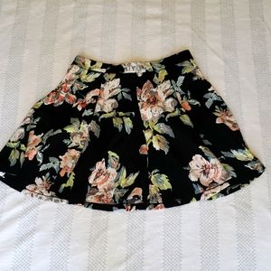 Lush Black Floral Mini Skirt